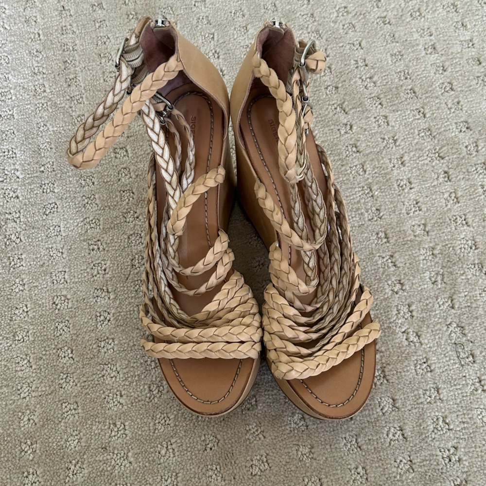 Singerson Morrison Braided Multi Strap Wedge Sand… - image 3